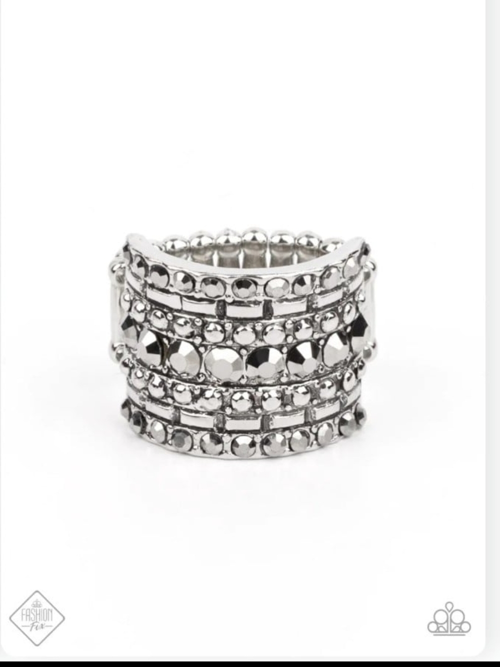 Paparazzi Silver Tiered Facet Band RingTarget Locked Fashion Jewerly